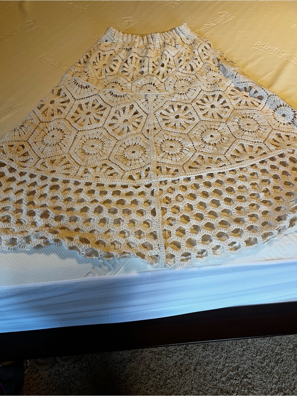 POL Cream Crochet Circle Skirt